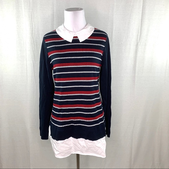 Tommy Hilfiger Sweaters - Tommy Hilfiger faux layered navy & red sweater NWT